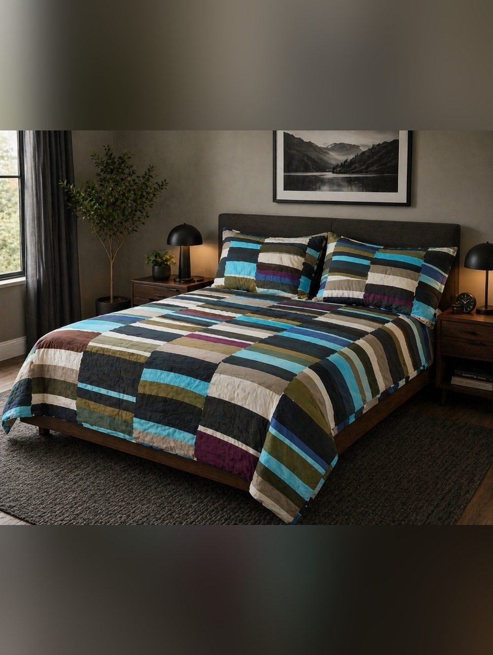 Crate & Barrel X Marimekko Tilkkula Jewel Queen Comforter 2 Standard Pillowcases